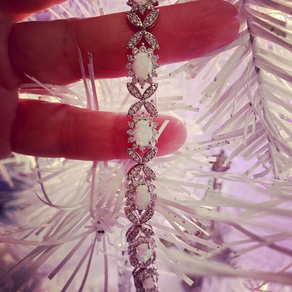 Neiman Marcus 18K Gold Plated Opal Tennis Bracelet - Picture 3 of 6